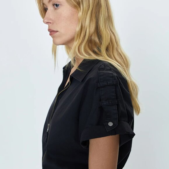 027 Pistola Meg Short Sleeve Zip Front Romper In Fade to Black XL - Picture 4 of 10